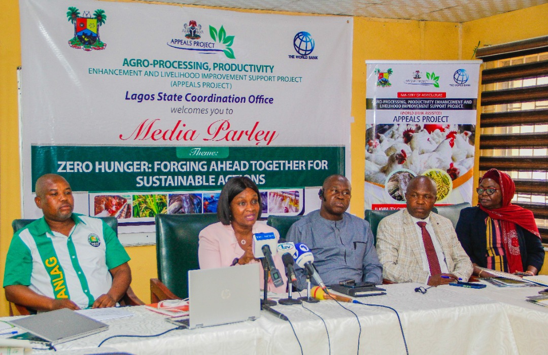 Mr. Taofooek Sulaiman, President, Poultry Association of Nigeria; Ikorodu zone, State Project Coordinator; Oluranti Sagoe-Oviebo, Agro-Processing Specialist; Engr. Aliru Alade, Monitoring and Evaluation Officer; Mr. Yinusa Babatunde, Women & Youth /Livelihood Specialist; Ms. Olawunmi Akinola.