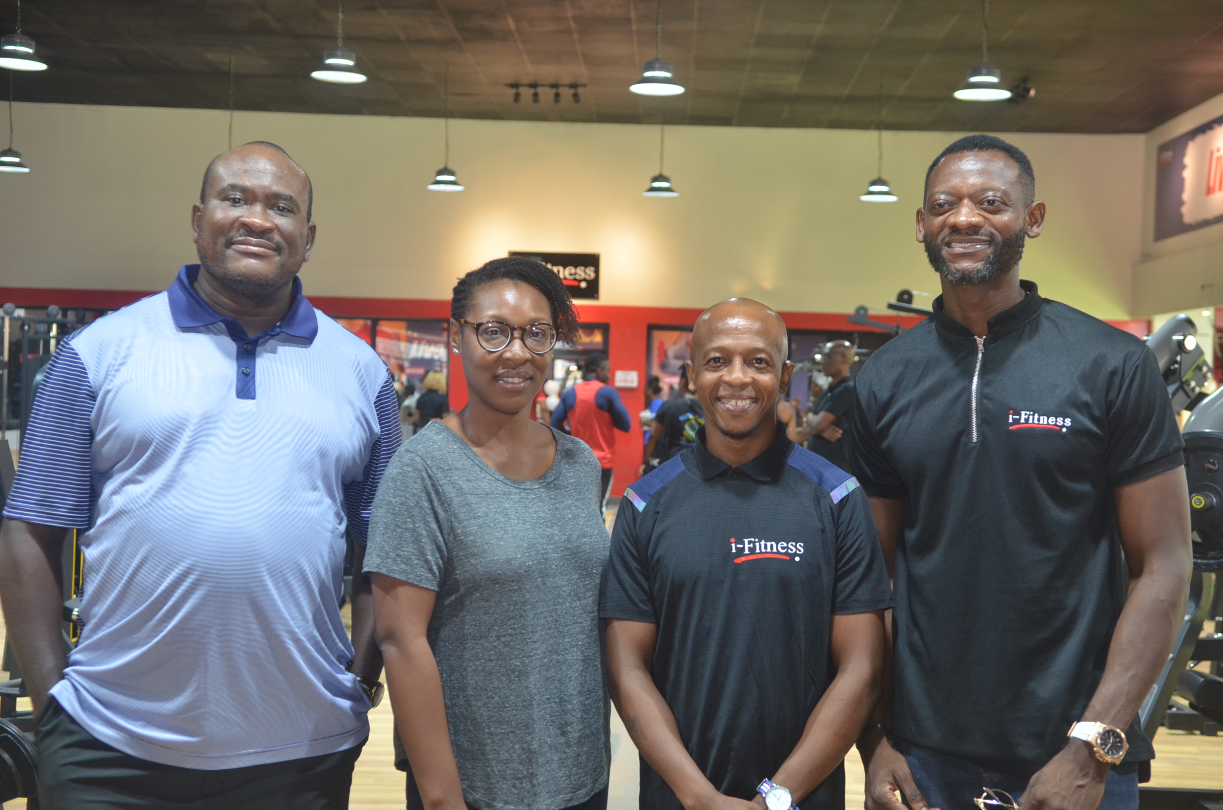 L-R: Board Chairman, i-Fitness, Michael Ikpoki; Non-Executive Director, i-Fitness, Nnenna Onyewuchi; Head Of Strategy & Operations, i-Fitness, Thabo Pietersen and CEO/Founder, i-Fitness, Foluso Ogunwale during the formal opening of the largest gym in West Africa for i-Fitness at Acme Road, Ikeja, Lagos.