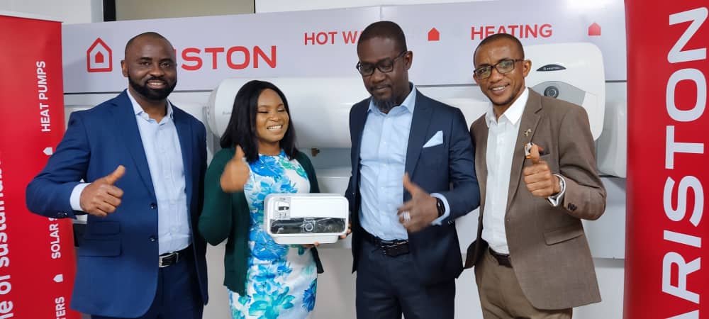 L-R:Head of Sales, Ariston Group,Solomon Umoh;Office Manager,Ariston Group, Nseobong Gideon;The Director,Central Africa,Ariston Group,Richmond Aguiar and Head of Marketing,Ariston Group,Habeeb Shomoye during Ariston Country Manager's forum held in Lagos