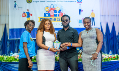 L-R: Mrs Wemimo Jayeoba, Director of Finance and Accounts, LASCOPA; Opara Onyinyechi, Senior Regulatory Compliance Specialist at PalmPay; Adenopo Ridwan Adekunle, Regulatory Liaison Officer, PalmPay; Ezeigbo Ugochi Boniface, Public Relations Officer, PalmPay, at Consumer Service Week and Awards Ceremony on Tuesday, 30th September.