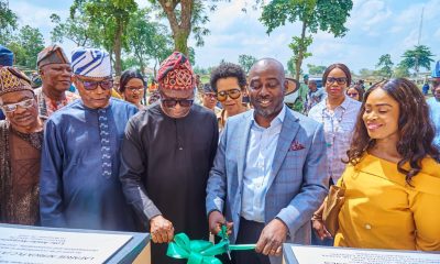 L-R Chairman Ogun State Universal Basic Education Board (SUBEB), Evangelist Joshua Ifede; Commissioner for Community Development and Corporatives, Ogun State, Ademola Balogun; Honourable Commissioner for Education, Science and Technology, Ogun State, Professor Abayomi Arigbabu; Group Managing Director/CEO, Lafarge Africa Plc, Lolu Alade-Akinyemi and Special Adviser to the Governor of Ogun State on Investment, Sola Arobieke, at the commissioning of the remodeled and upgraded Christian Pelamourges Memorial Baptist Day Nursery and Primary School, by Lafarge Africa Plc. in Agbesi, Ewekoro, Ogun Stat