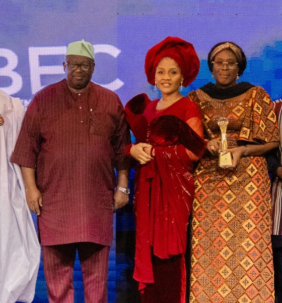 L-R: The Vice President, Kashim Shettima; the Governor of Plateau State, Caleb Mutfwang; the Director-General of Nigeria's Presidential Enabling Business Environment Council (PEBEC), Princess Zahrah Mustapha; Lagos State Commissioner for Commerce, Cooperatives, Trade and Investment (MCCTI), Mrs. Folashade Bada Ambrose and the Director-General, Nigeria Employers' Consultative Association (NECA), Adewale-Smatt Oyerinde during the PEBEC annual Award and Gala night held at the Banquet Hall, Aso Villa, Abuja.