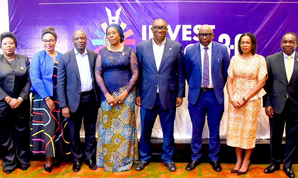 L-R: Dr. Toyosi Akerele-Ogunsiji, Co-Chair, Technical and Programme, Invest in Lagos Summit 3.0; Solape Hammond, CEO, Produce for Lagos/Lead, Partnerships Sub-Committee, Invest in Lagos Summit 3.0; Ayo Otuyalo, Member, Advisory Board, Commonwealth Enterprise and Investment Council; Folashade Ambrose-Medebem, Commissioner for Commerce, Cooperatives, Trade and Investment, Lagos State/Co-Chair, Invest in Lagos Summit 3.0; Sam Egube, Deputy Chief of Staff to the Governor of Lagos State/Co-Chair, Invest in Lagos Summit 3.0; Obinna Anyanwu, Country Director Nigeria, Commonwealth Enterprise and Investment Council; Ajibola Ponnle, CEO, Human Investment Group; and Gbenga Omotoso, Commissioner for Information and Strategy, Lagos State, at a press conference to announce the Invest in Lagos Summit 3.0 in Lagos