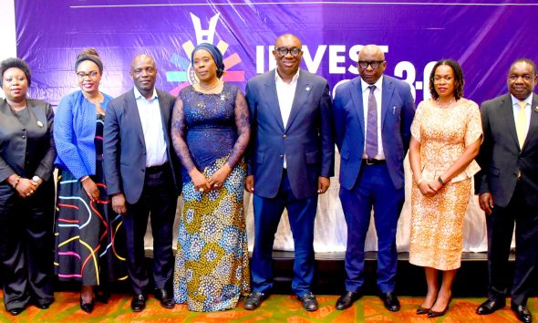 L-R: Dr. Toyosi Akerele-Ogunsiji, Co-Chair, Technical and Programme, Invest in Lagos Summit 3.0; Solape Hammond, CEO, Produce for Lagos/Lead, Partnerships Sub-Committee, Invest in Lagos Summit 3.0; Ayo Otuyalo, Member, Advisory Board, Commonwealth Enterprise and Investment Council; Folashade Ambrose-Medebem, Commissioner for Commerce, Cooperatives, Trade and Investment, Lagos State/Co-Chair, Invest in Lagos Summit 3.0; Sam Egube, Deputy Chief of Staff to the Governor of Lagos State/Co-Chair, Invest in Lagos Summit 3.0; Obinna Anyanwu, Country Director Nigeria, Commonwealth Enterprise and Investment Council; Ajibola Ponnle, CEO, Human Investment Group; and Gbenga Omotoso, Commissioner for Information and Strategy, Lagos State, at a press conference to announce the Invest in Lagos Summit 3.0 in Lagos