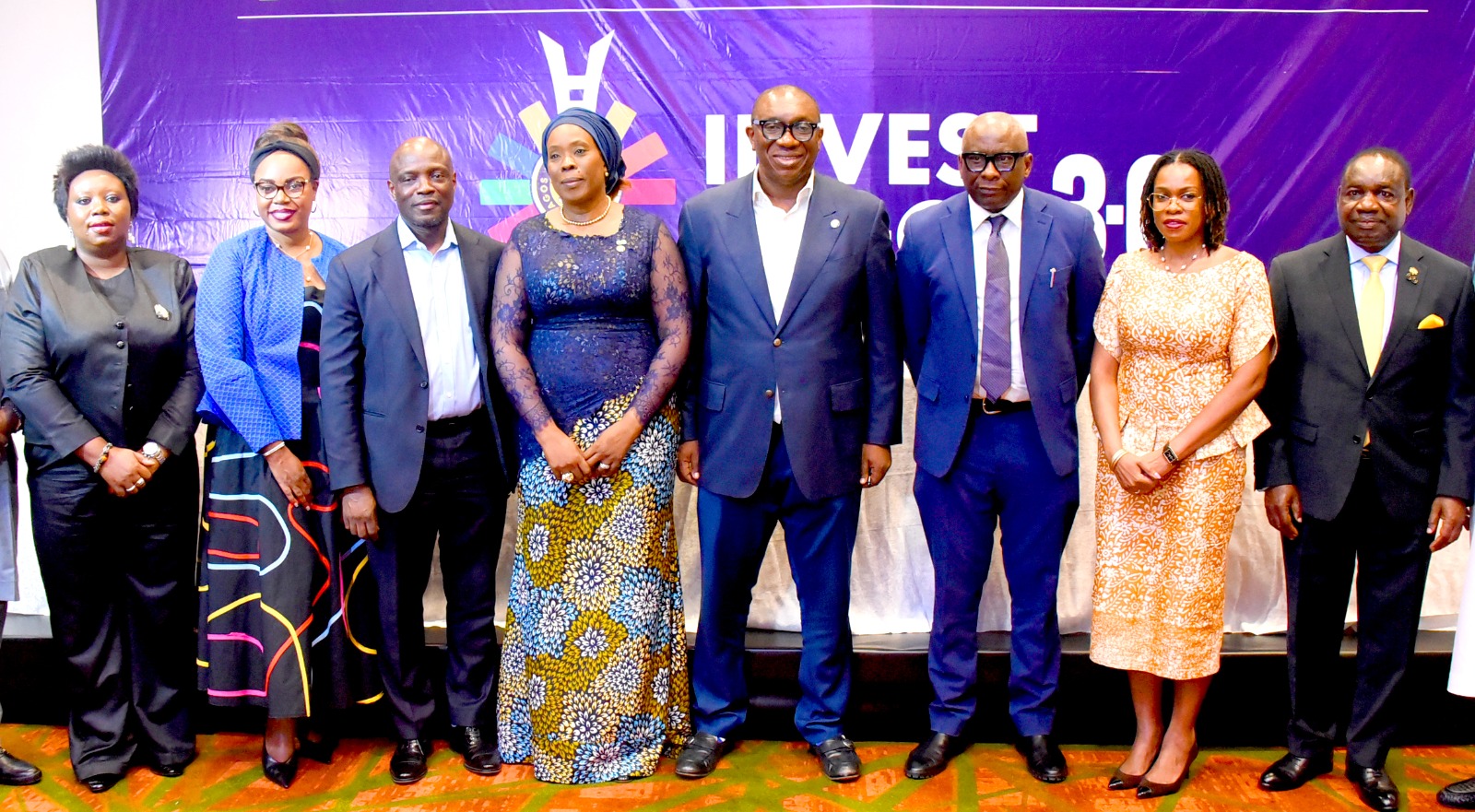 L-R: Dr. Toyosi Akerele-Ogunsiji, Co-Chair, Technical and Programme, Invest in Lagos Summit 3.0; Solape Hammond, CEO, Produce for Lagos/Lead, Partnerships Sub-Committee, Invest in Lagos Summit 3.0; Ayo Otuyalo, Member, Advisory Board, Commonwealth Enterprise and Investment Council; Folashade Ambrose-Medebem, Commissioner for Commerce, Cooperatives, Trade and Investment, Lagos State/Co-Chair, Invest in Lagos Summit 3.0; Sam Egube, Deputy Chief of Staff to the Governor of Lagos State/Co-Chair, Invest in Lagos Summit 3.0; Obinna Anyanwu, Country Director Nigeria, Commonwealth Enterprise and Investment Council; Ajibola Ponnle, CEO, Human Investment Group; and Gbenga Omotoso, Commissioner for Information and Strategy, Lagos State, at a press conference to announce the Invest in Lagos Summit 3.0 in Lagos